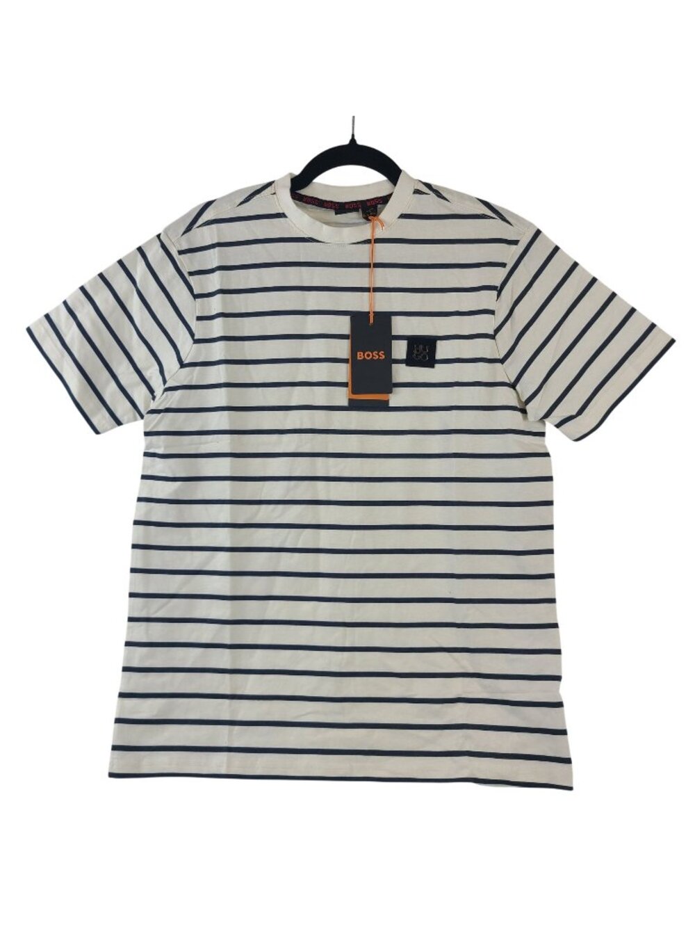 NEW Hugo Boss Men's Striped White & Navy T-Shirt Size M Cotton